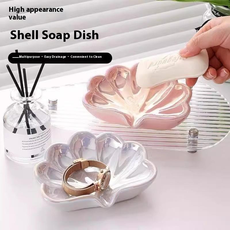 1/2Pcs Shell Shape Drain Soap  - Soap Dish Draining review and price
