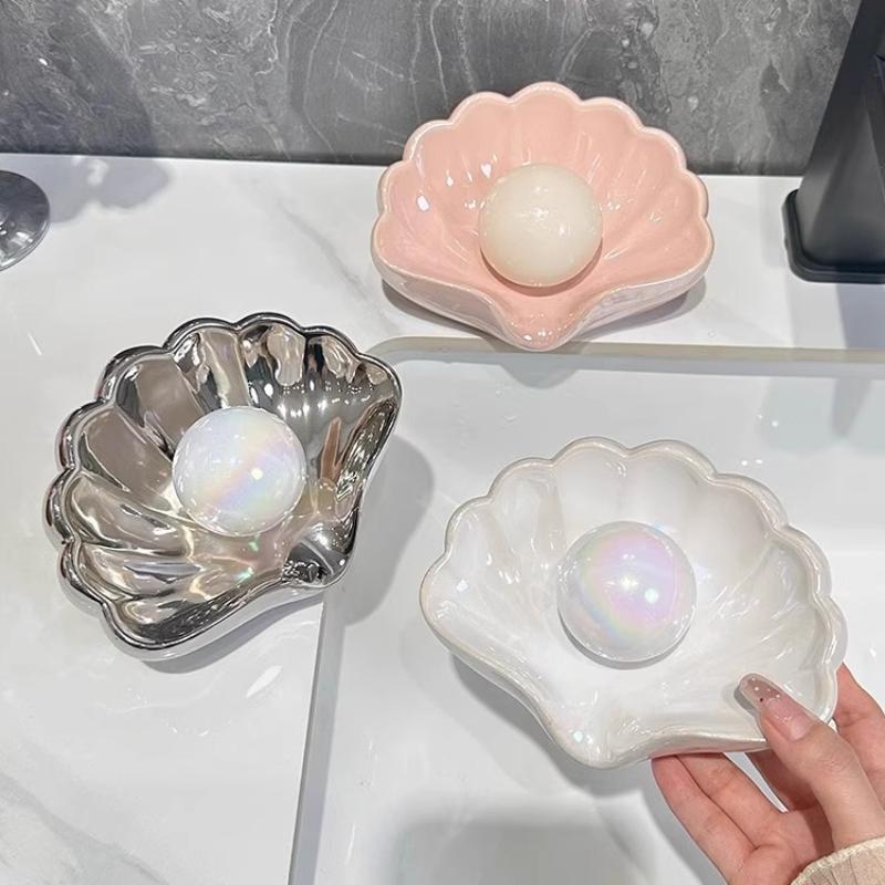 1/2Pcs Shell Shape Drain Soap  - Soap Dish Draining review and price
